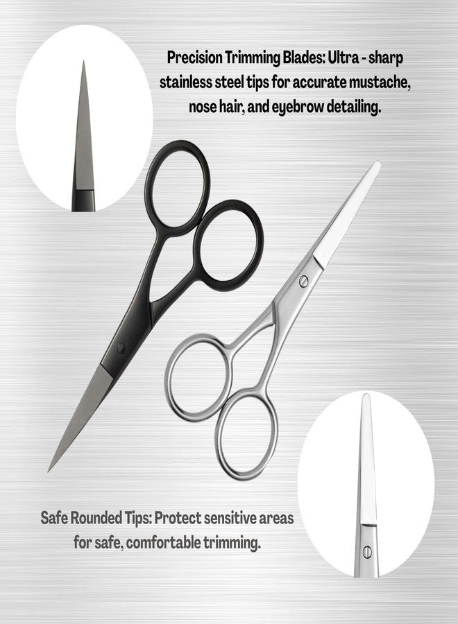 Flavizo Precision Nose Hair & Mustache Scissors - Stainless Steel Grooming Kit fit for Beard, Eyebrow & Facial Trimming 2PCS - Image 3